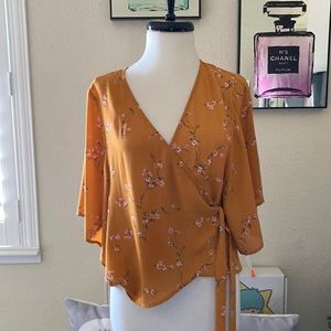 Express faux wrap kimono top XS